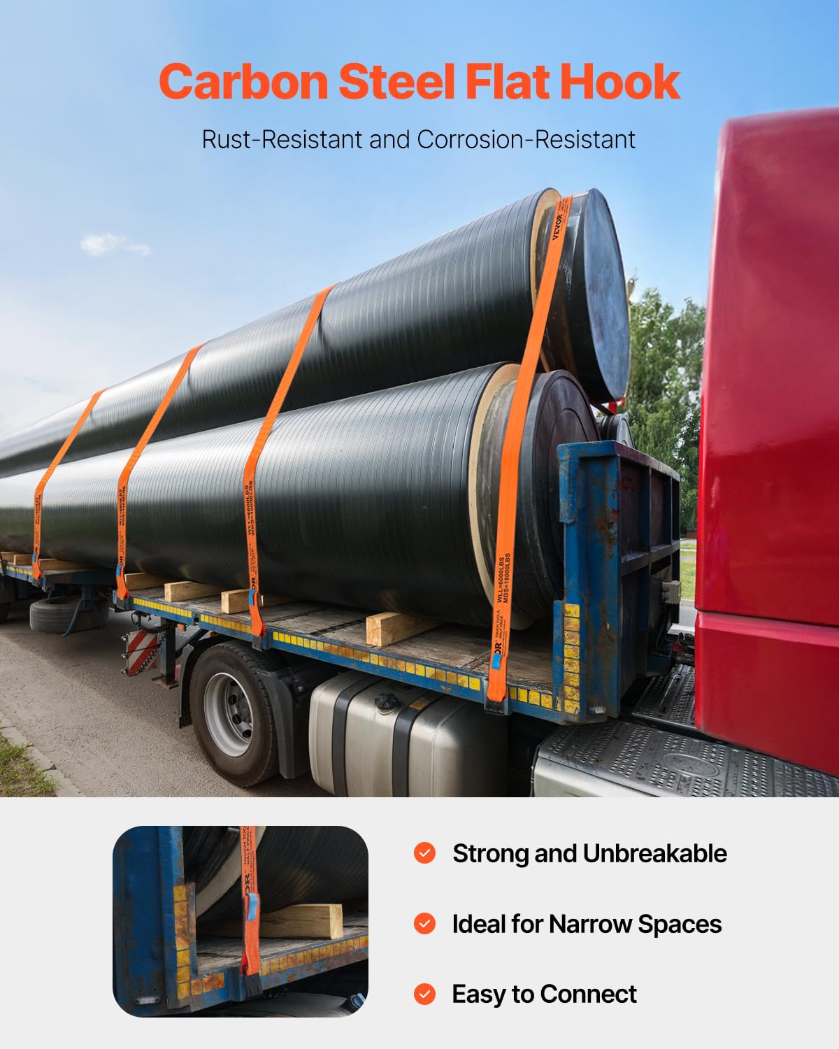 Foto 5 pulgar | Correas Vevor Para Camiones, 4 X 9 M, Muy Resistentes, Con Amarre, 8165 Kg - Venta Internacional.