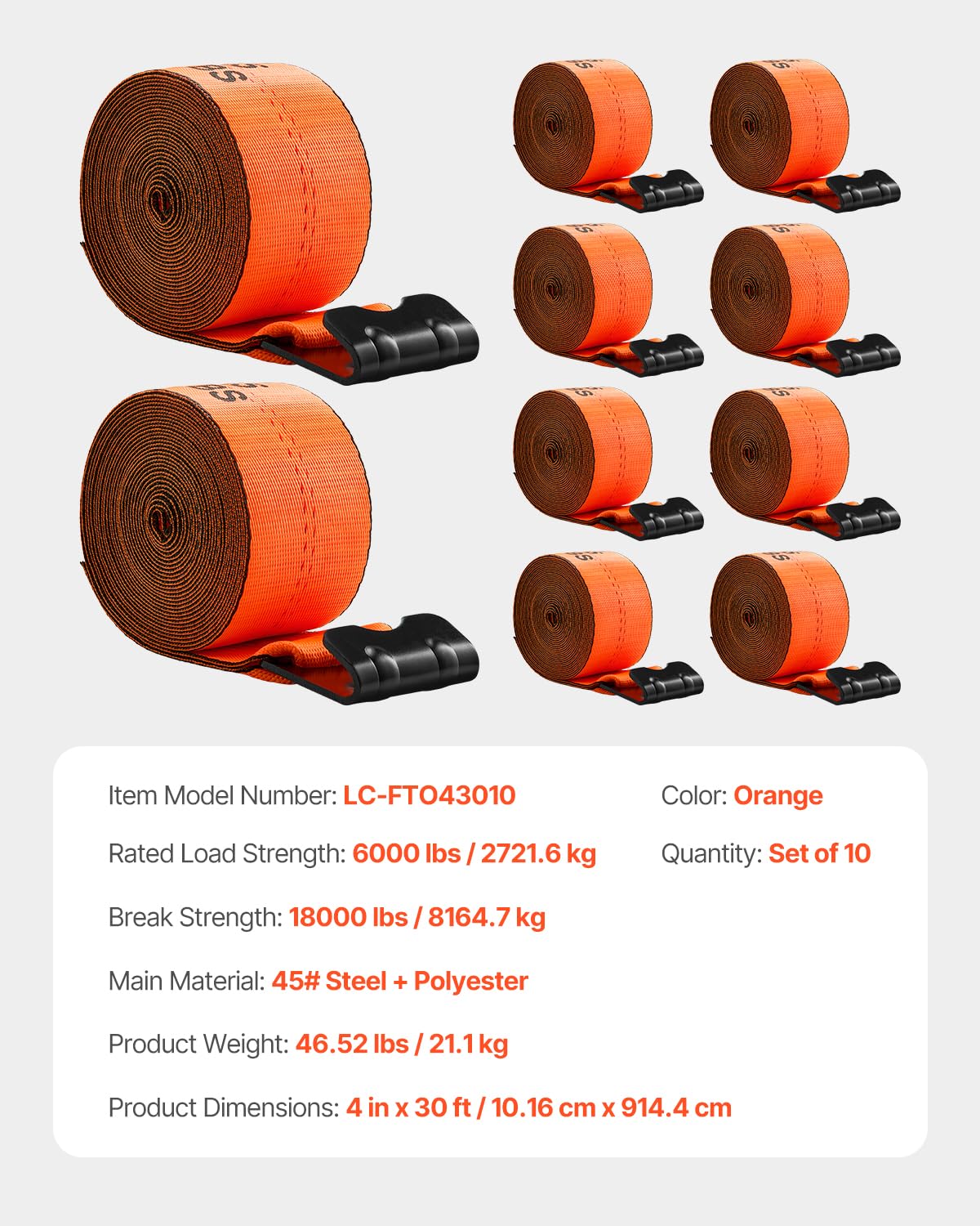 Foto 7 | Correas Vevor Para Camiones, 4 X 9 M, Muy Resistentes, Con Amarre, 8165 Kg - Venta Internacional.