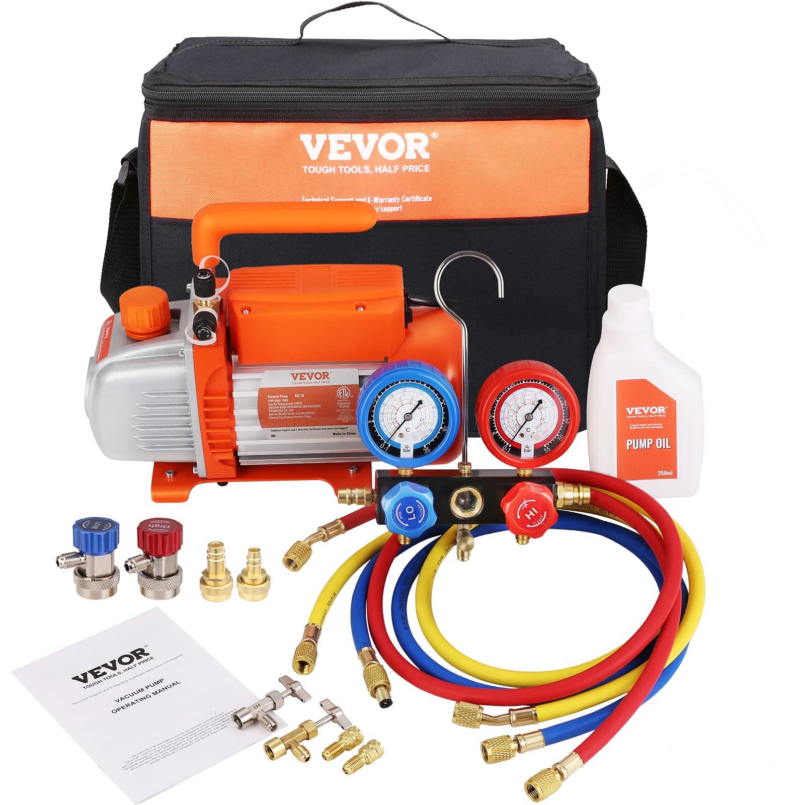 Foto 2 pulgar | Bomba De Vacío Vevor 3.5 Cfm Ac Con Juego De Manómetros Para R134a, R1234yf - Venta Internacional.