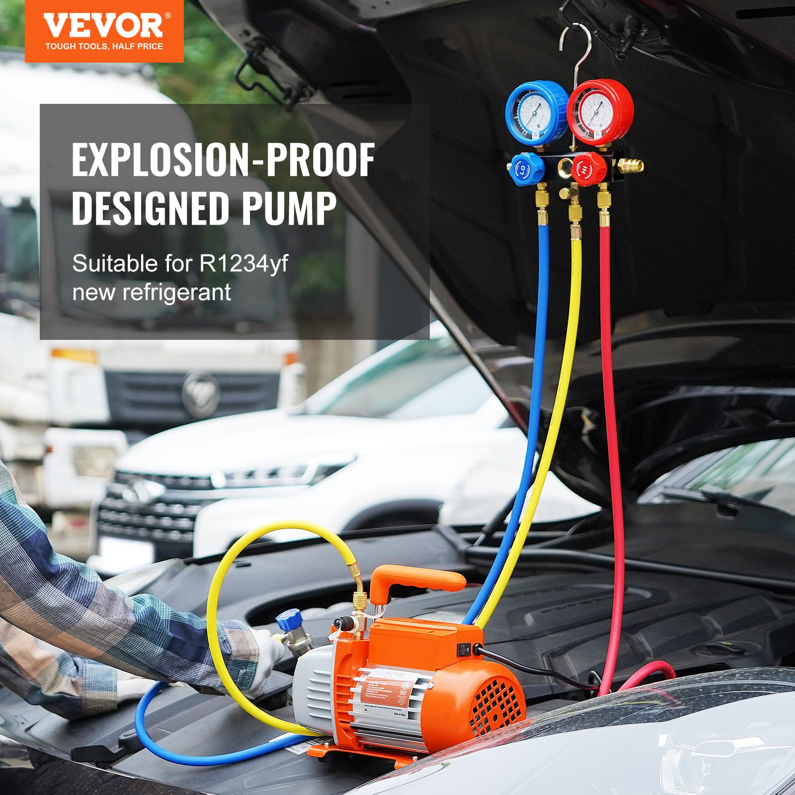 Foto 3 pulgar | Bomba De Vacío Vevor 3.5 Cfm Ac Con Juego De Manómetros Para R134a, R1234yf - Venta Internacional.