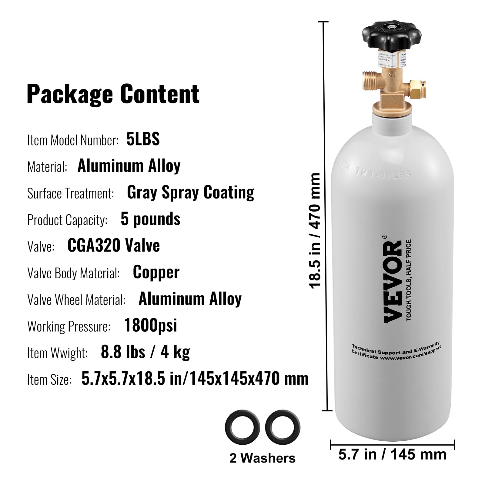 Foto 7 | Medidor De Co2 Vevor Heavy Duty Gas System Barre - Venta Internacional.