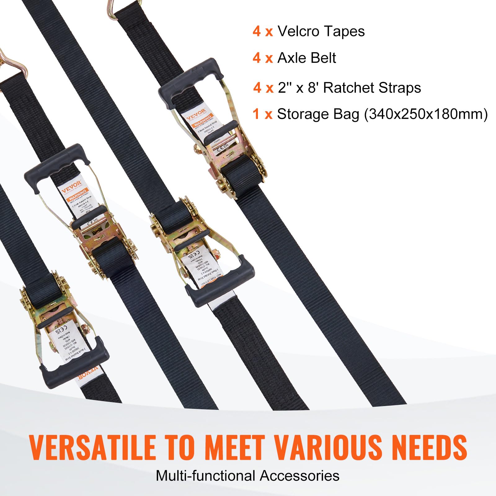 Foto 5 | Correas De Trinquete Vevor Heavy Duty, Paquete De 4 Unidades, 508 Kg, Resistencia A La Rotura - Venta Internacional.