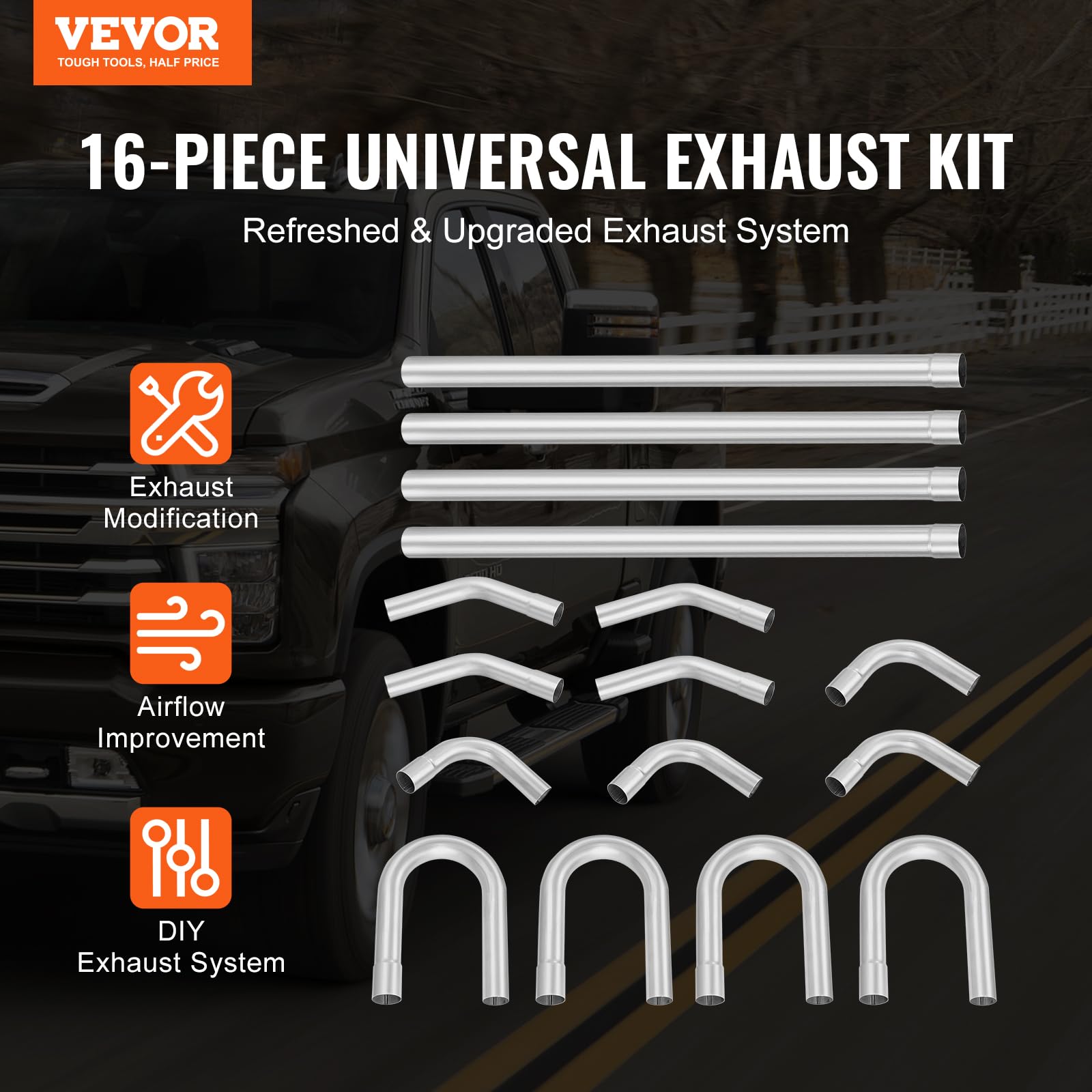 Foto 3 pulgar | Kit De Escape Vevor De 2 Pulgadas, Acero Galvanizado Universal, 16 Piezas - Venta Internacional.