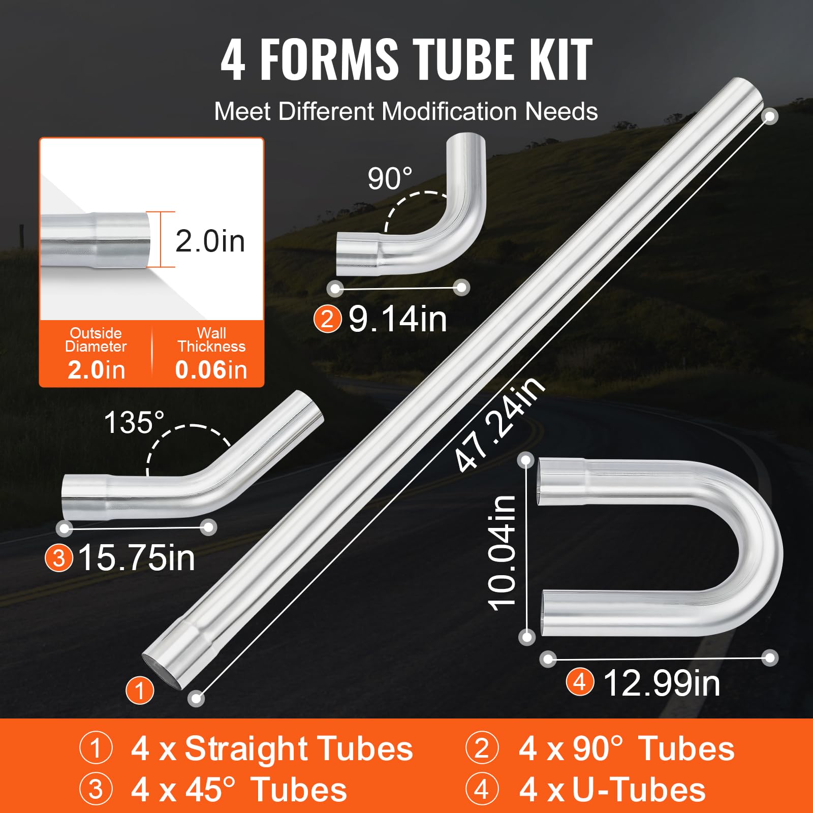 Foto 3 | Kit De Escape Vevor De 2 Pulgadas, Acero Galvanizado Universal, 16 Piezas - Venta Internacional.
