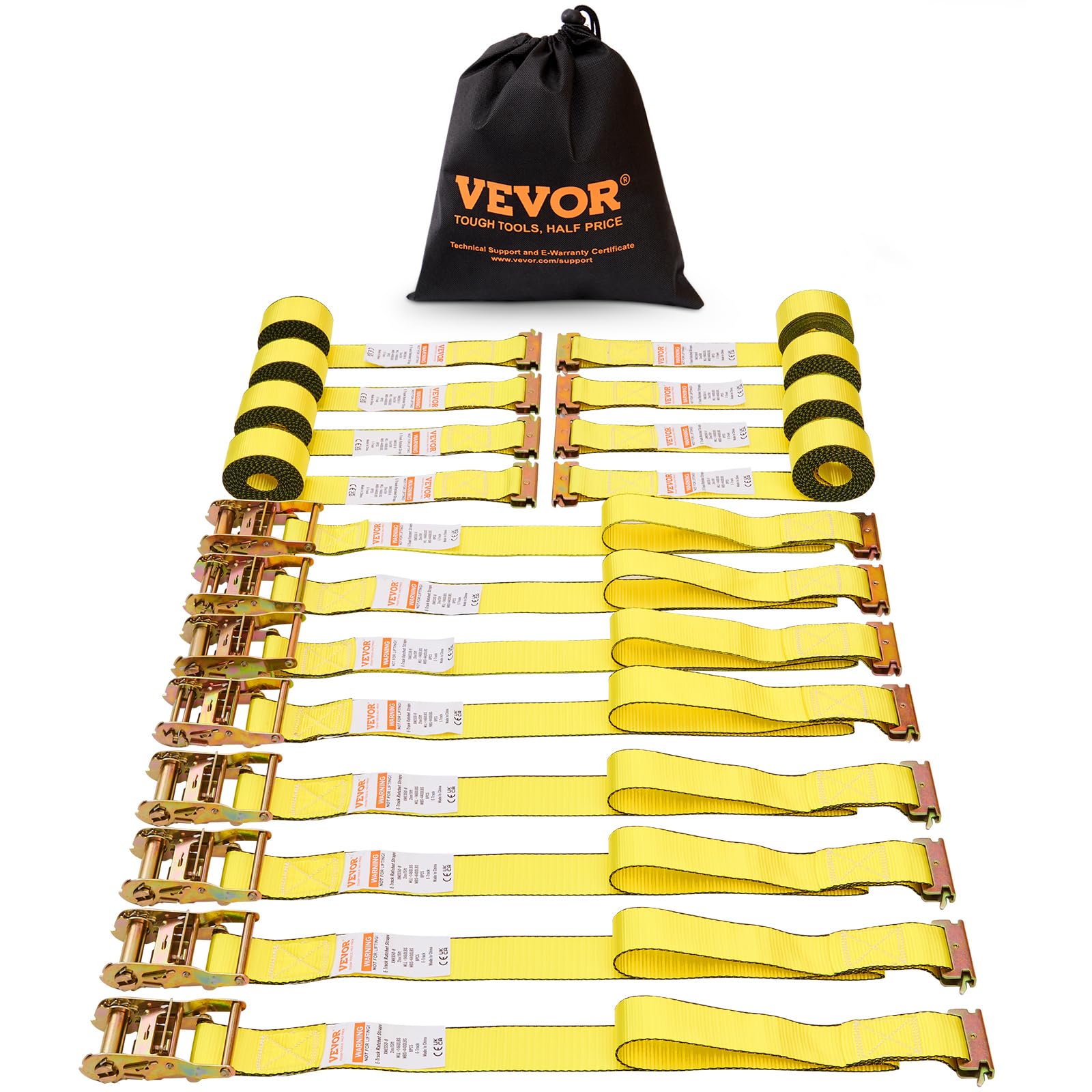 Foto 1 | Correa De Trinquete E-track Vevor, 8 Piezas, 2 X 4,6 M Con 2000 Kg De Resistencia - Venta Internacional.