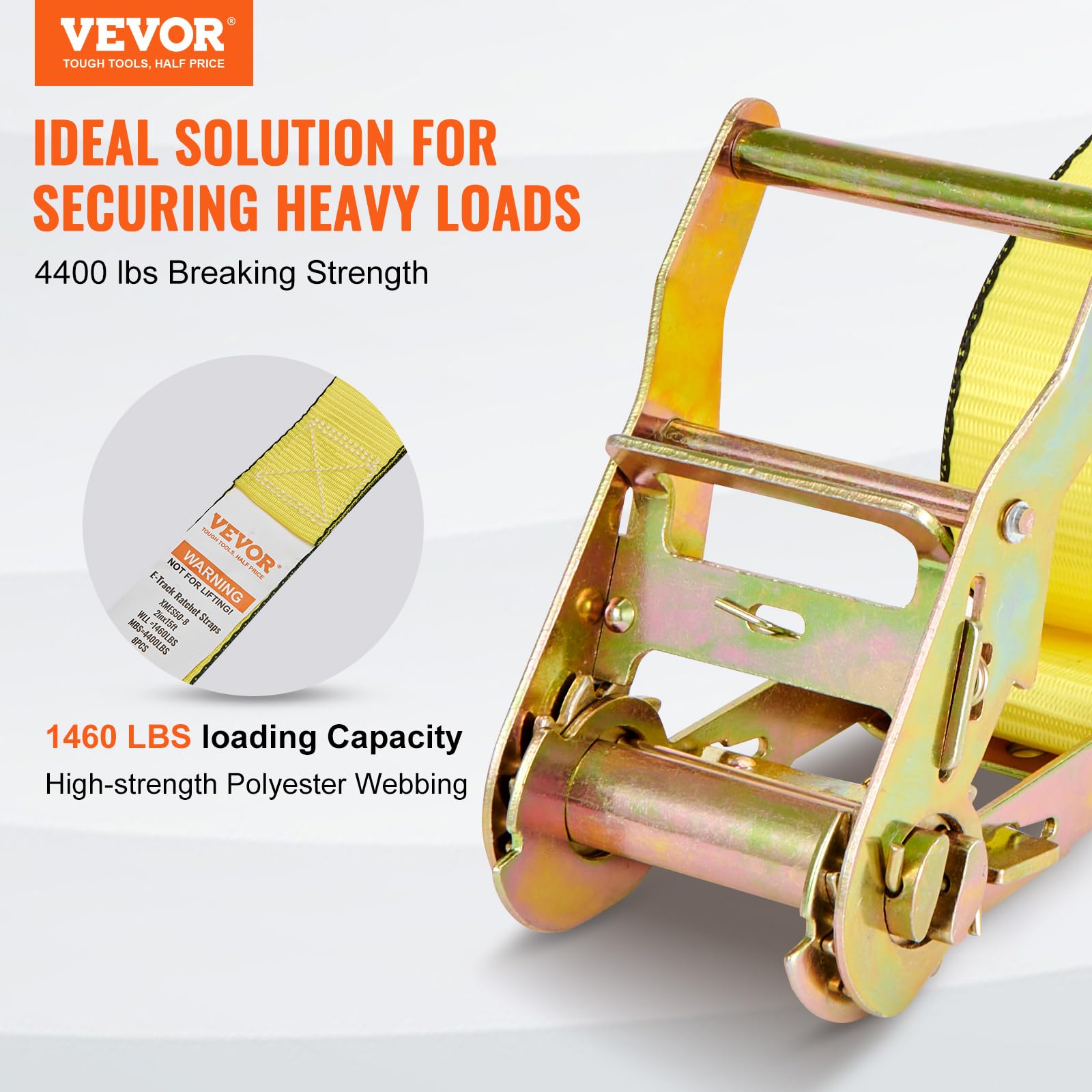 Foto 3 pulgar | Correa De Trinquete E-track Vevor, 8 Piezas, 2 X 4,6 M Con 2000 Kg De Resistencia - Venta Internacional.