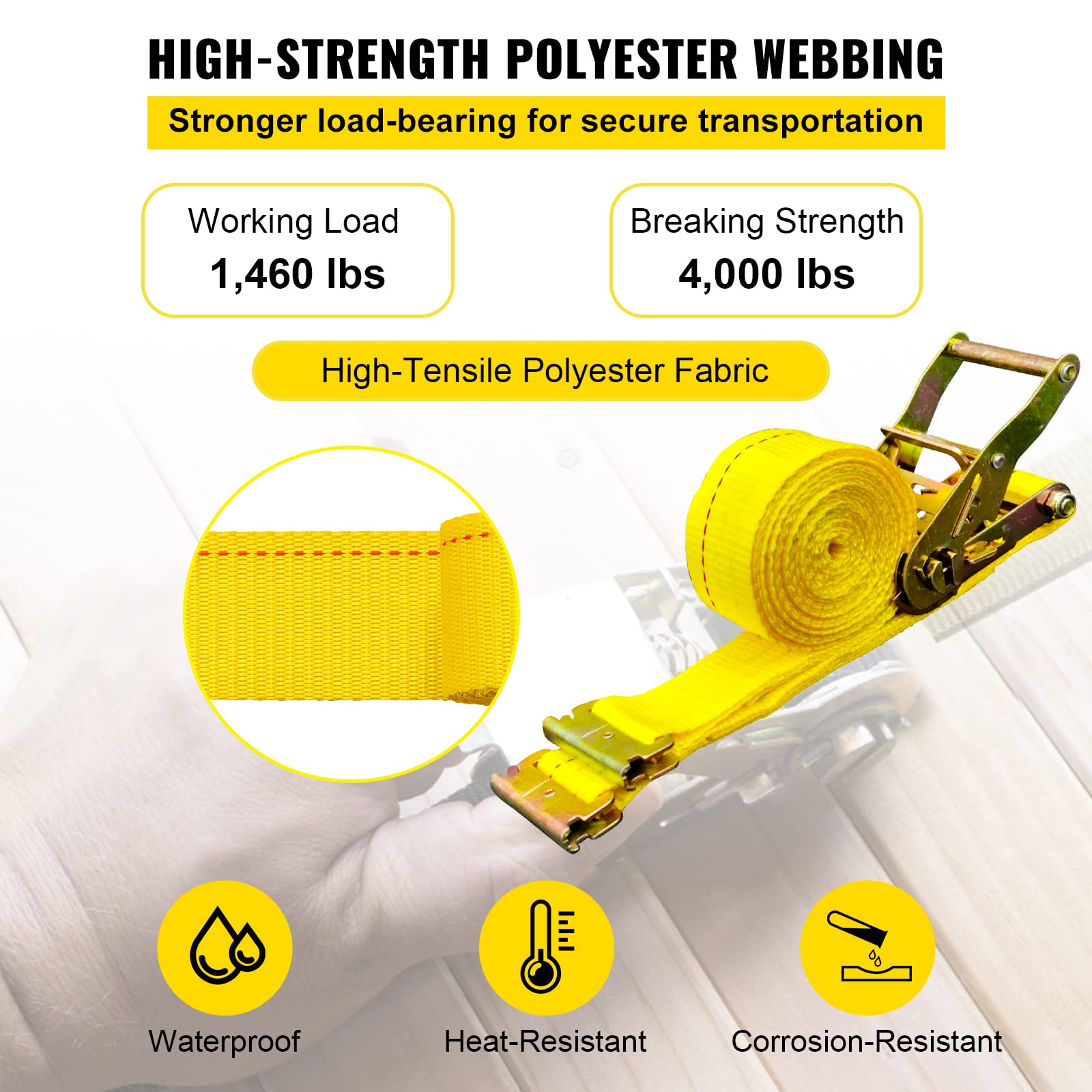 Foto 3 | Correa De Trinquete Vevor E-track, 2 M X 4,57 M, Poliéster, 2000 Kg, Paquete De 8 - Venta Internacional.