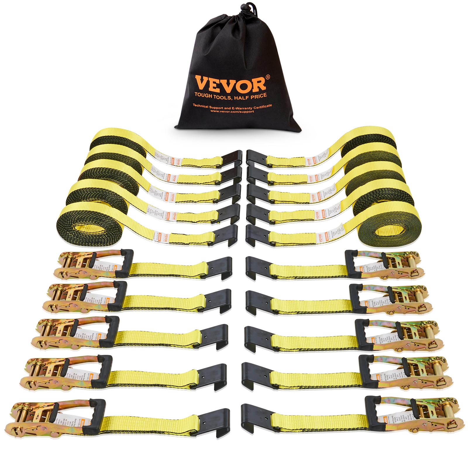 Foto 1 | Gancho Plano Vevor Con Correas De Trinquete, Paquete De 10 Unidades, 4,5 M X 60 Mm, 4,5 Toneladas - Venta Internacional.