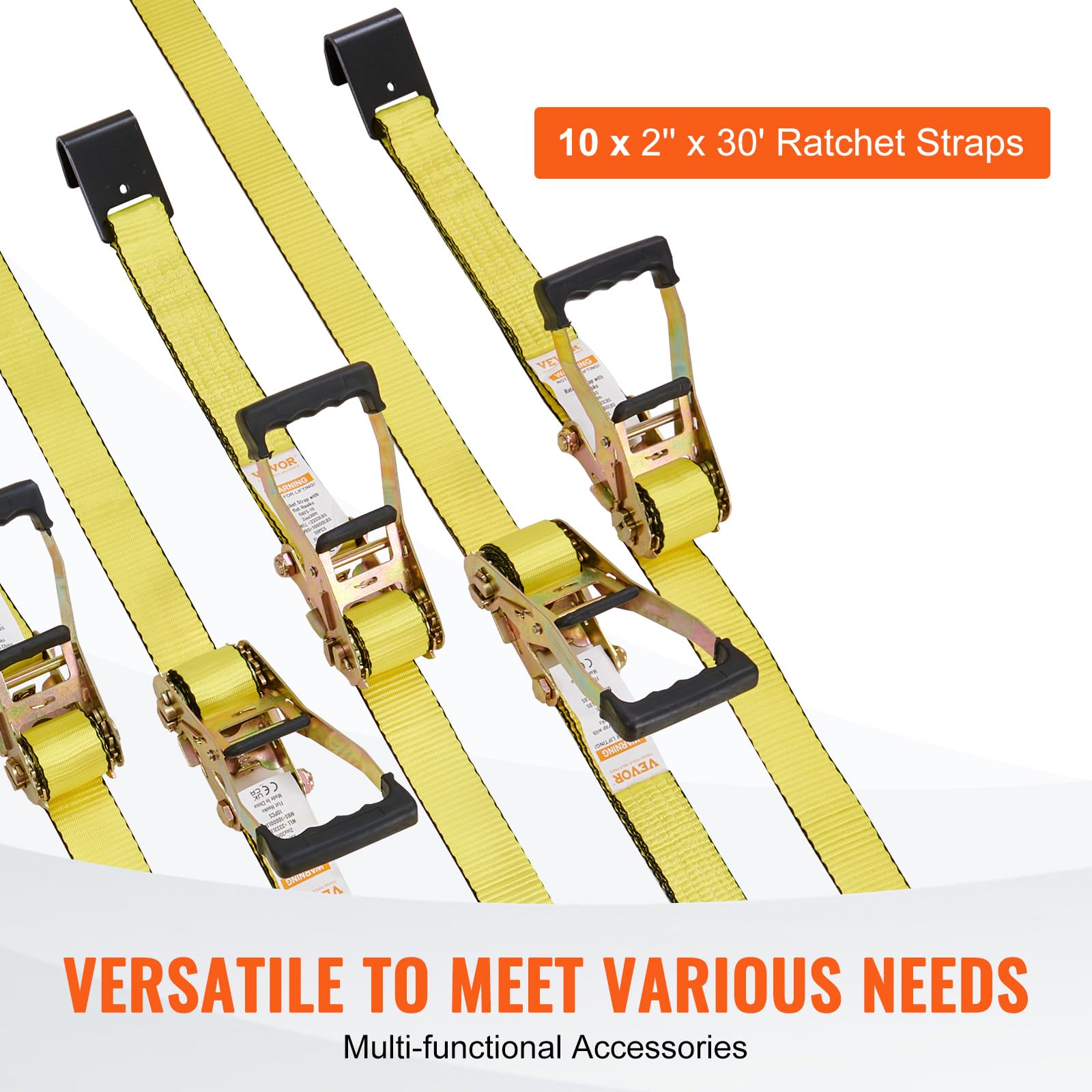 Foto 6 pulgar | Gancho Plano Vevor Con Correas De Trinquete, Paquete De 10 Unidades, 4,5 M X 60 Mm, 4,5 Toneladas - Venta Internacional.
