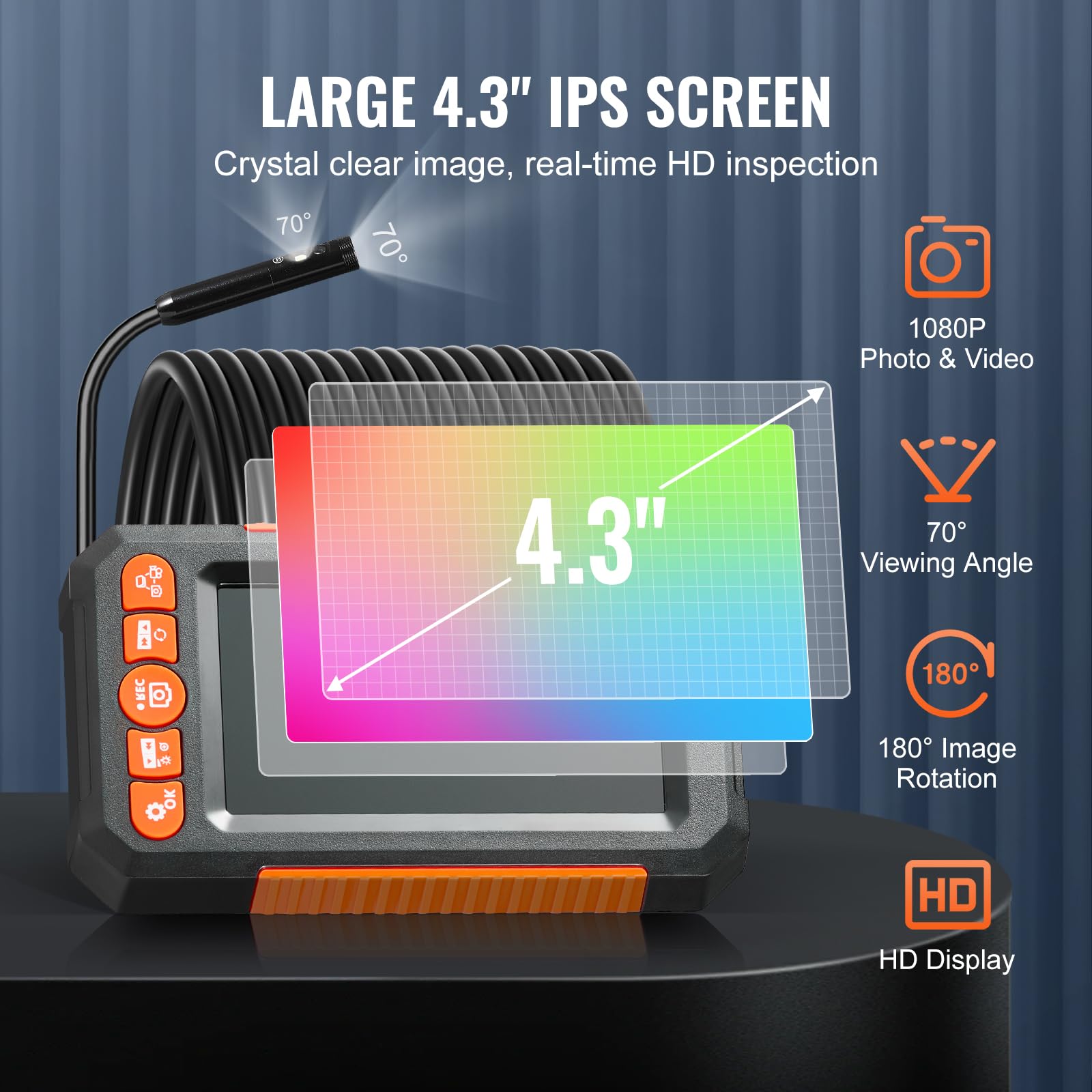 Foto 4 pulgar | Cámara De Inspección Vevor Industrial Boroscope 1080p Hd 49,2 Pies - Venta Internacional.