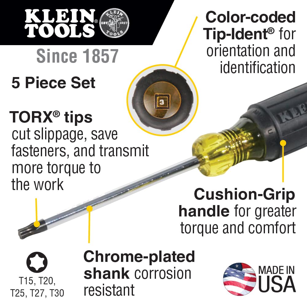 Foto 3 pulgar | Juego De Destornilladores Torx Con Empuñadura Acolchada 19555 De Klein Tools, Fabricados En Ee. Uu., - Venta Interna