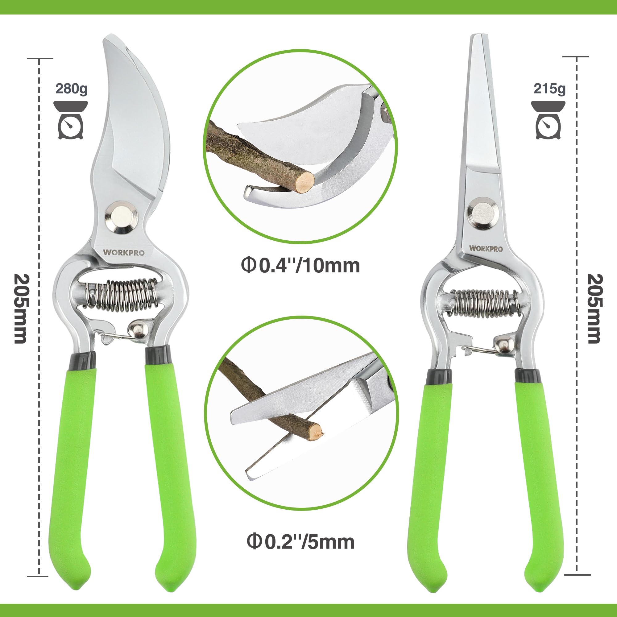 Foto 4 pulgar | Juego De Tijeras De Podar Y Cinturón Para Herramientas De Jardinería Workpro De 2 Piezas - Venta Internacional.