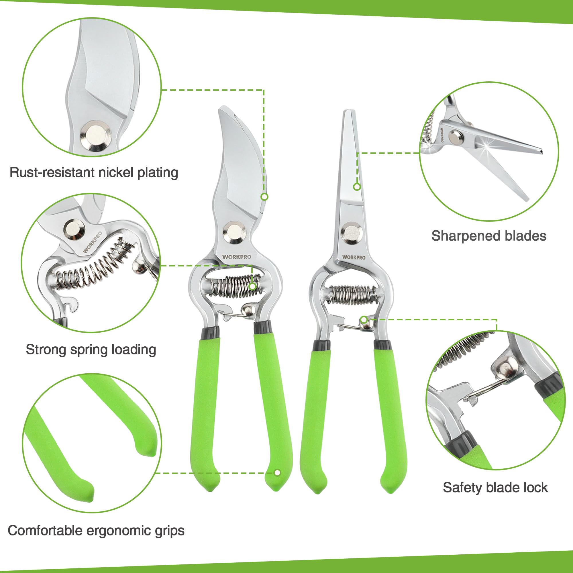 Foto 6 pulgar | Juego De Tijeras De Podar Y Cinturón Para Herramientas De Jardinería Workpro De 2 Piezas - Venta Internacional.