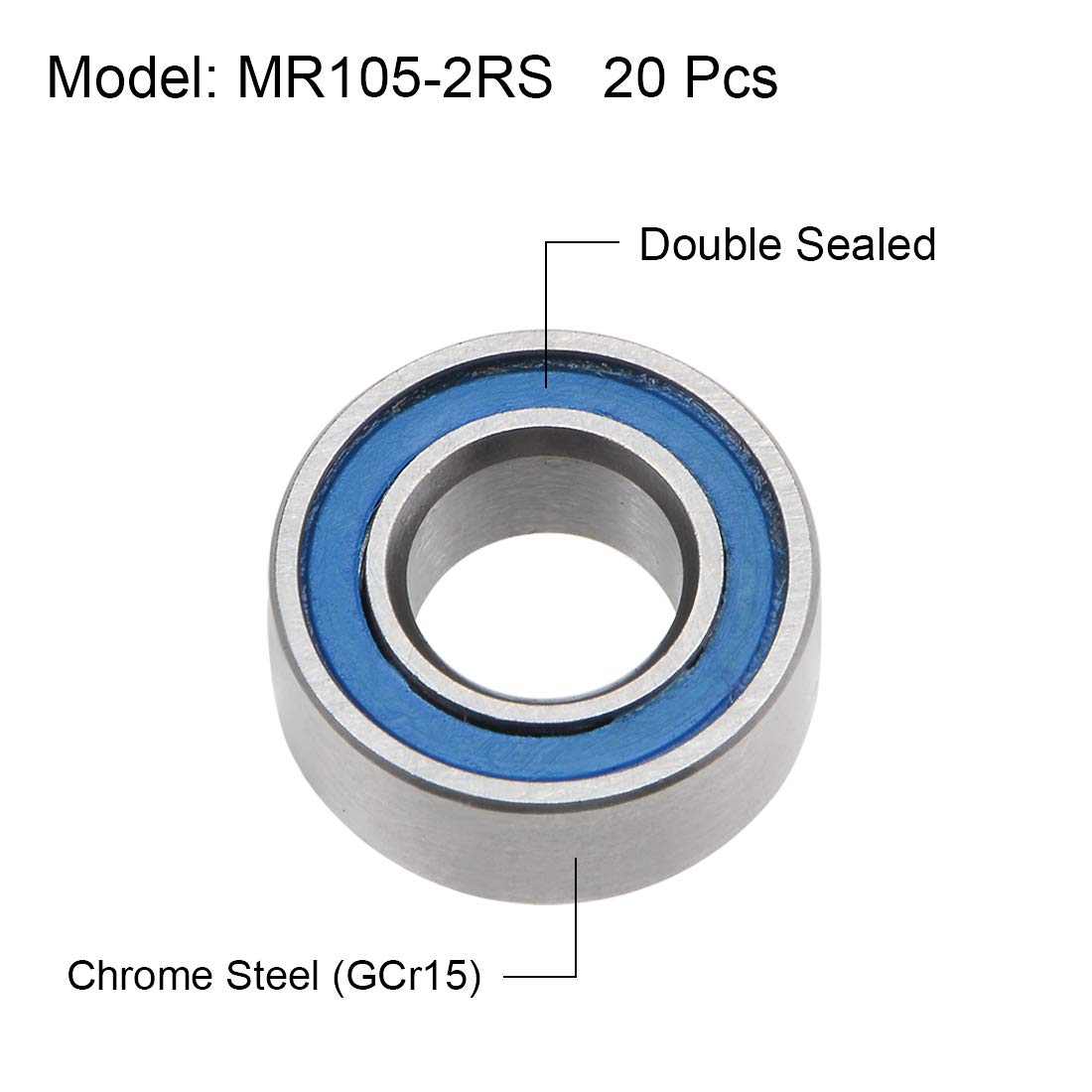 Foto 3 pulgar | Rodamientos De Bolas De Ranura Profunda Uxcell Mr105-2rs 5 X 10 X 4 Mm, 20 Unidades - Venta Internacional.