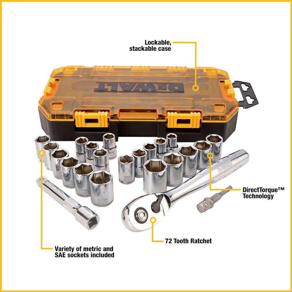 Foto 4 pulgar | Juego De Enchufes Dewalt Dwmt73813 Drive 1/2 (23 Piezas) Con Funda - Venta Internacional.