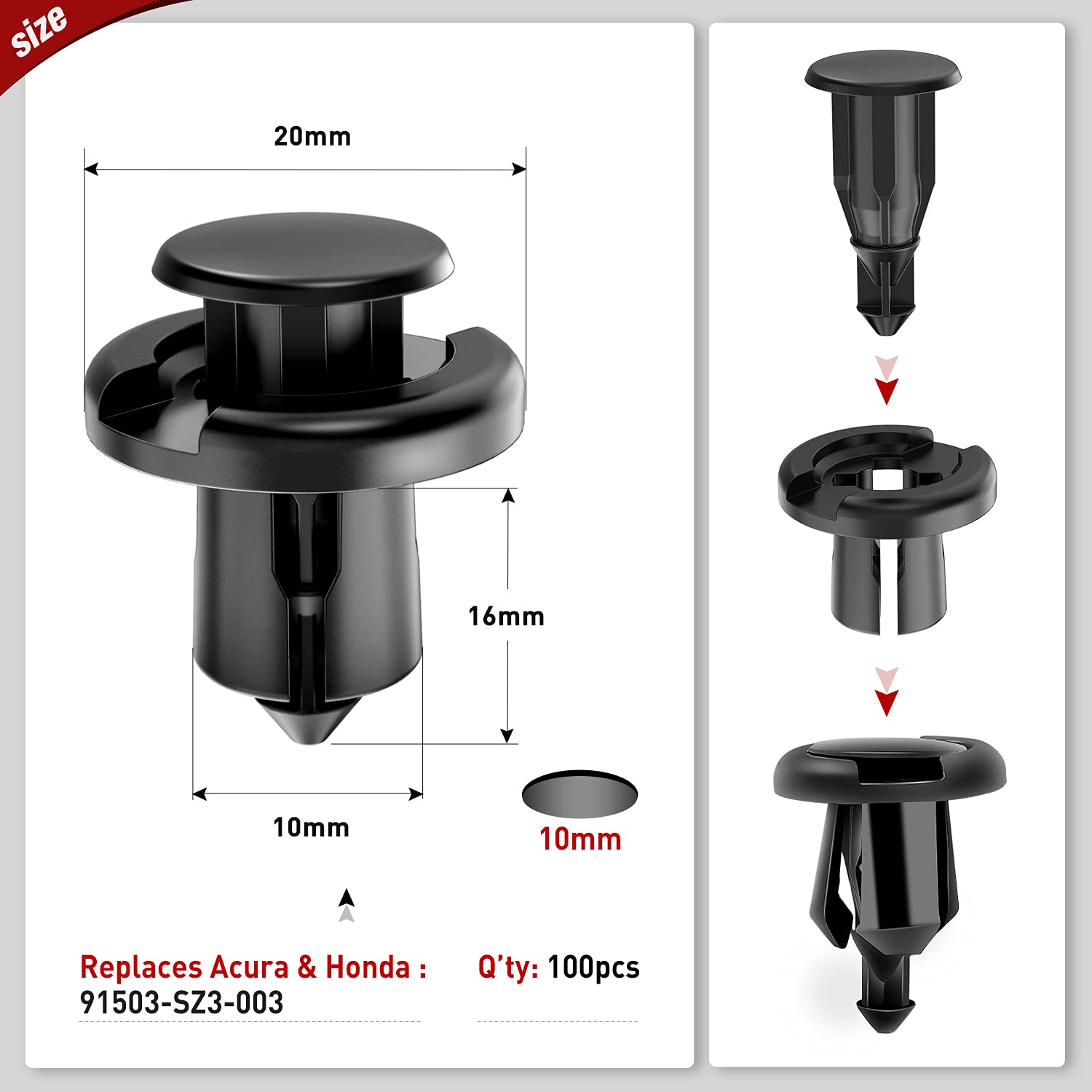 Foto 3 pulgar | Pinzas De Retención Nilight, 100 Unidades, 10 Mm, Para Honda Y Acura - Venta Internacional.