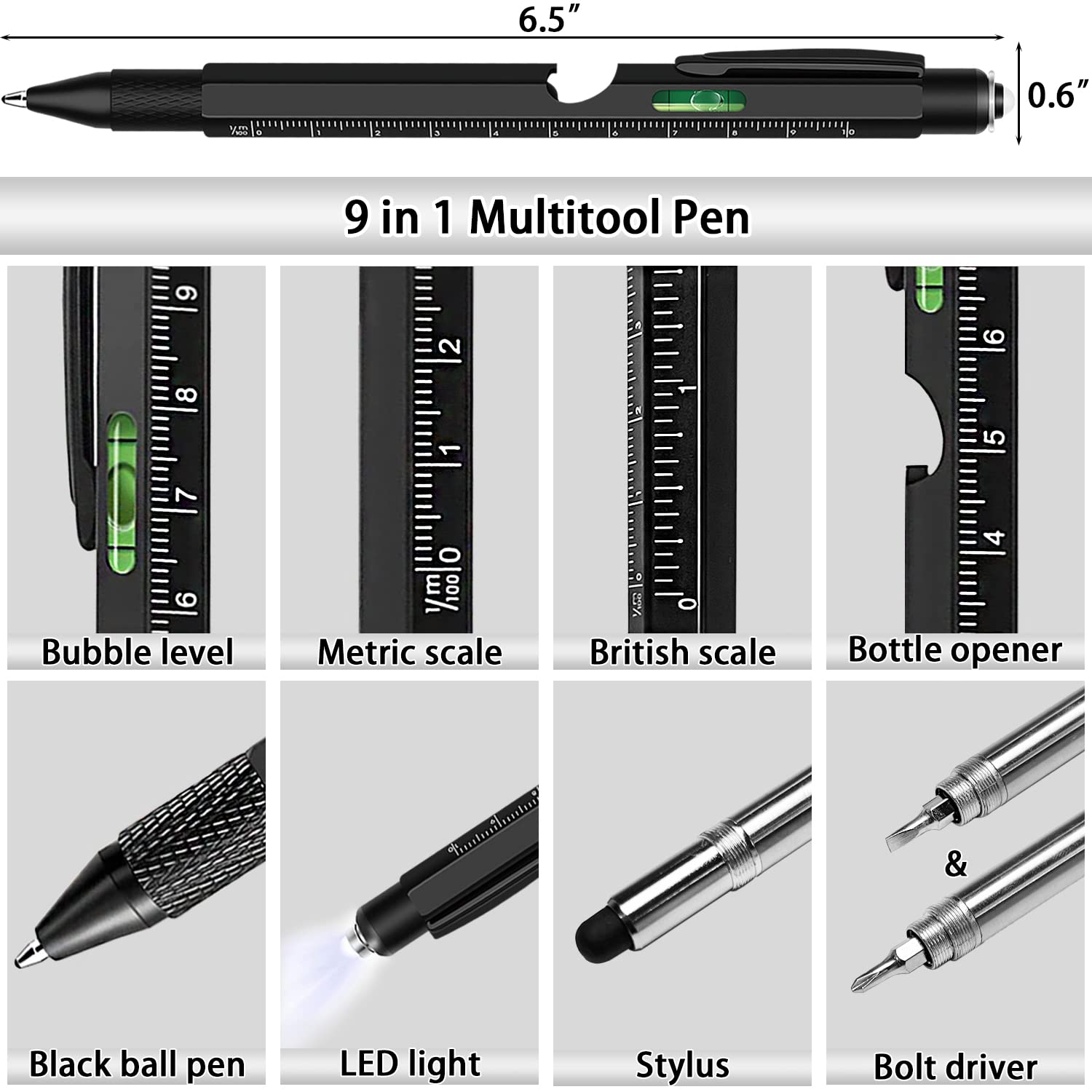 Foto 3 pulgar | Juego De Bolígrafos Multiherramienta Gifts Jishi 9 En 1 Para El Día Del Padre Para Hombre - Venta Internacional.