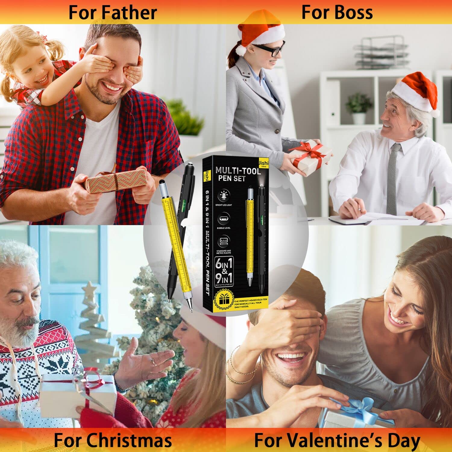 Foto 6 pulgar | Juego De Bolígrafos Multiherramienta Gifts Jishi 9 En 1 Para El Día Del Padre Para Hombre - Venta Internacional.