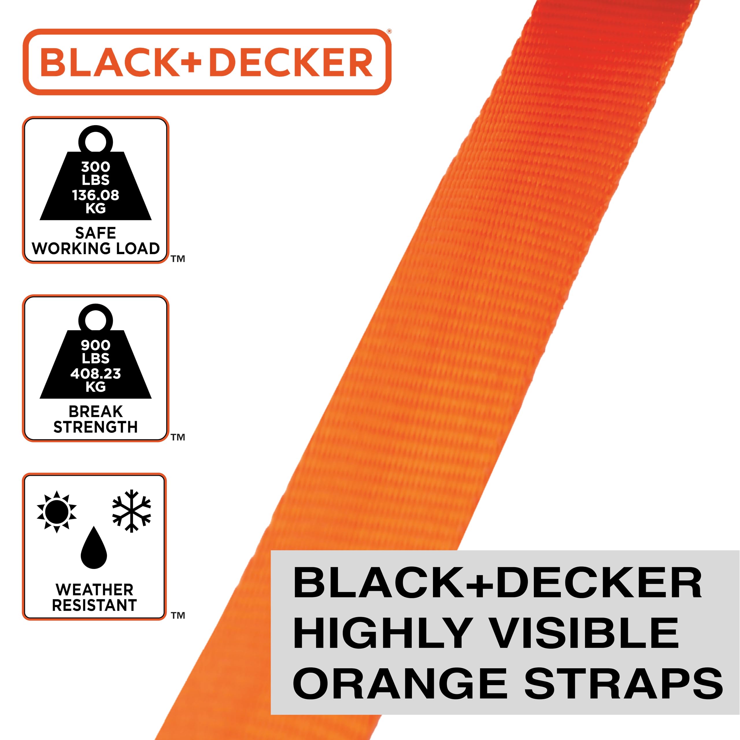 Foto 5 pulgar | Correas De Amarre Con Trinquete Black+decker Bd1005 De 1 M X 3 M, Paquete De 4 - Venta Internacional.