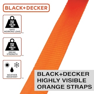 Foto 4 | Correas De Amarre Con Trinquete Black+decker Bd1005 De 1 M X 3 M, Paquete De 4 - Venta Internacional.