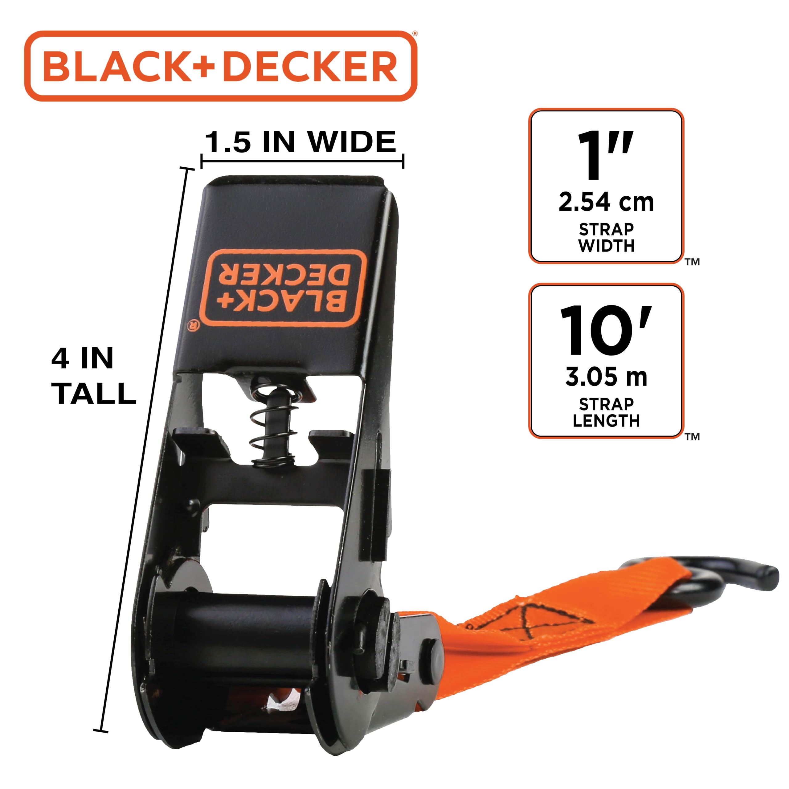 Foto 7 pulgar | Correas De Amarre Con Trinquete Black+decker Bd1005 De 1 M X 3 M, Paquete De 4 - Venta Internacional.