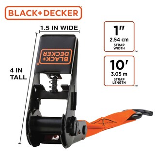 Foto 6 | Correas De Amarre Con Trinquete Black+decker Bd1005 De 1 M X 3 M, Paquete De 4 - Venta Internacional.