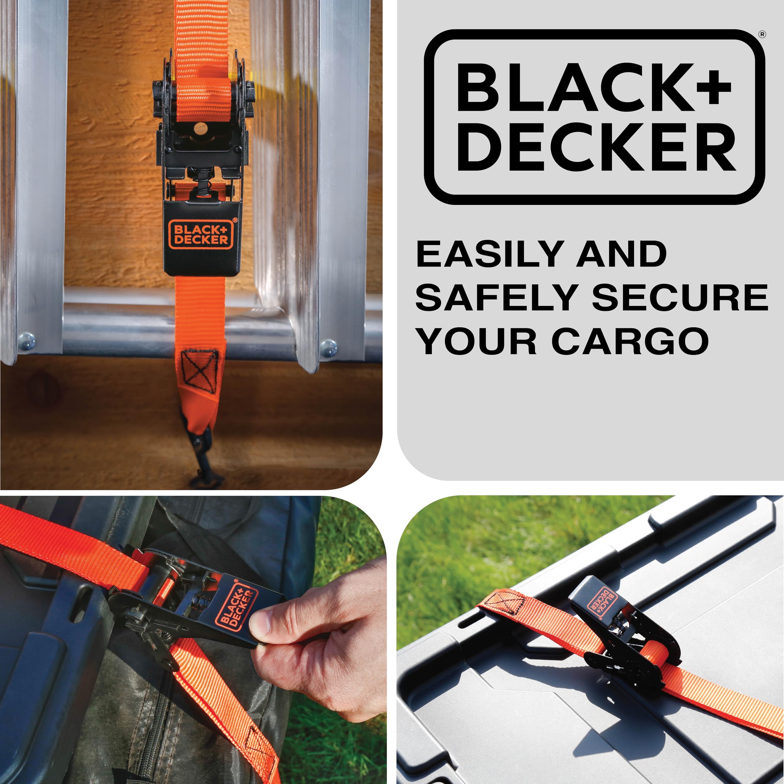 Foto 8 pulgar | Correas De Amarre Con Trinquete Black+decker Bd1005 De 1 M X 3 M, Paquete De 4 - Venta Internacional.