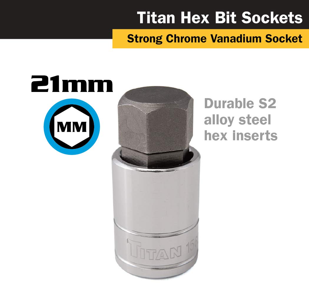 Foto 3 pulgar | Unidad Socket Bit Titan 15621 De 1/2 Pulgada X 21 Mm Hexagonal Cromado Vanadio - Venta Internacional.
