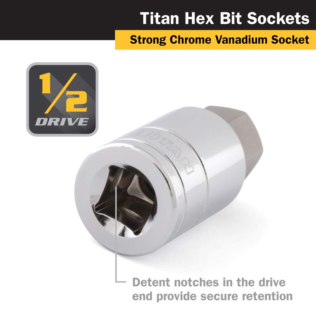 Foto 3 | Unidad Socket Bit Titan 15621 De 1/2 Pulgada X 21 Mm Hexagonal Cromado Vanadio - Venta Internacional.