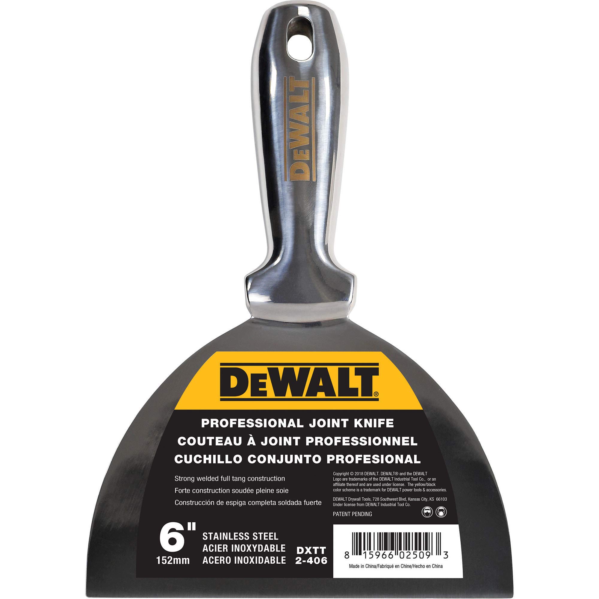 Foto 2 pulgar | Navaja Para Juntas Dewalt 6, Totalmente De Acero Inoxidable Con Hoja Pulida - Venta Internacional.