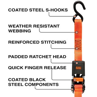 Foto 2 | Correas De Amarre Con Trinquete Black+decker Bdx1006, Paquete De 4 - Venta Internacional.