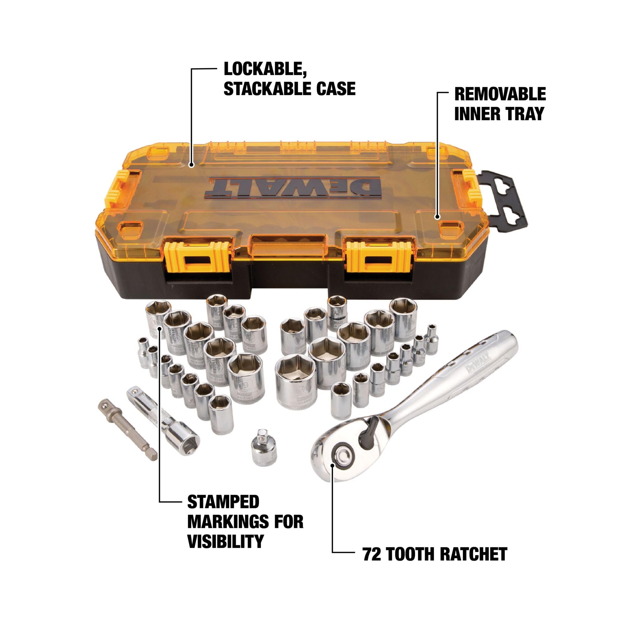 Foto 2 | Juego De Enchufes Dewalt Dwmt73804 Drive De 34 Piezas De 1/4 Y 3/8 Pulgadas - Venta Internacional.