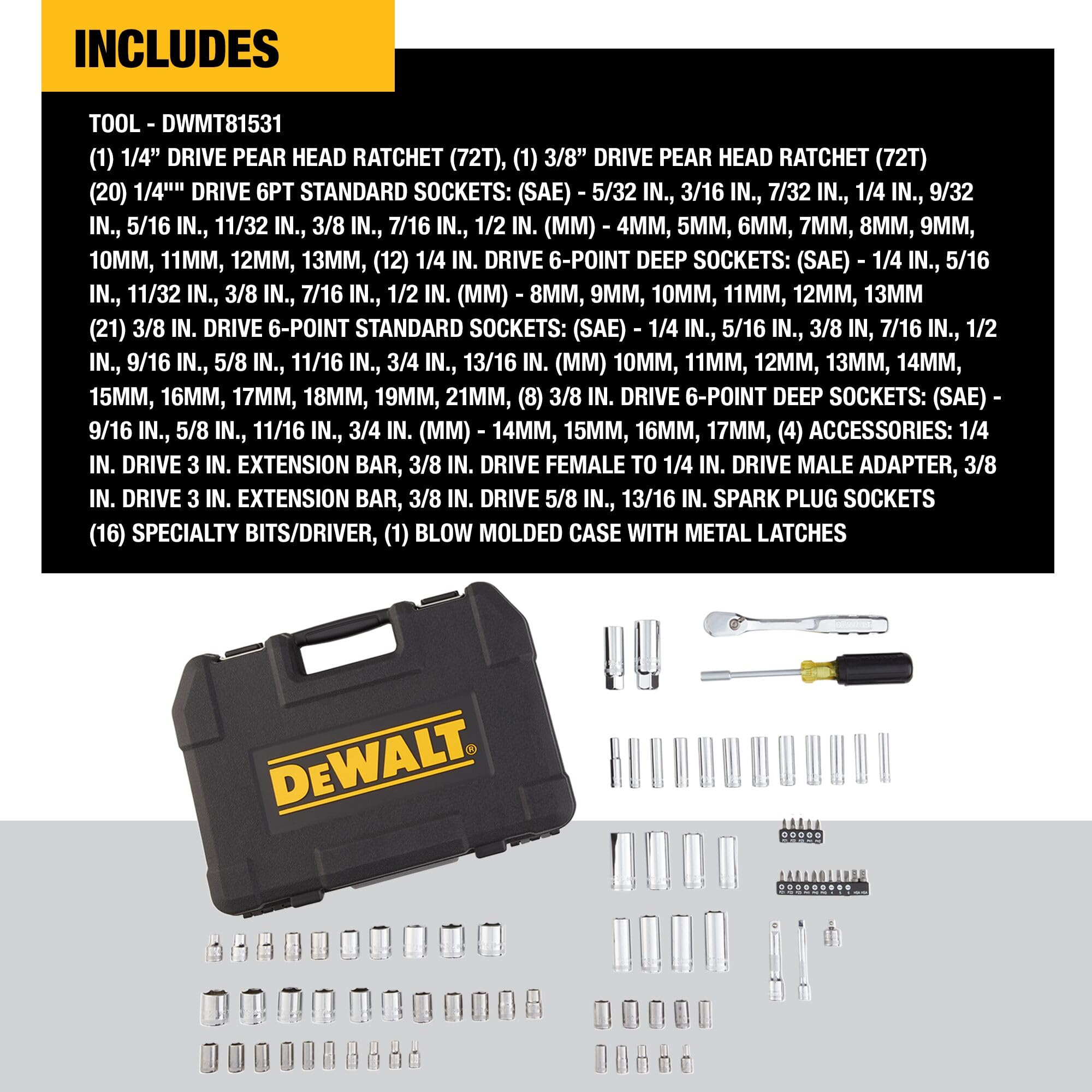 Foto 6 pulgar | Juego De Herramientas Dewalt Mechanics De 84 Piezas Con Trinquetes De 72 Dientes - Venta Internacional.