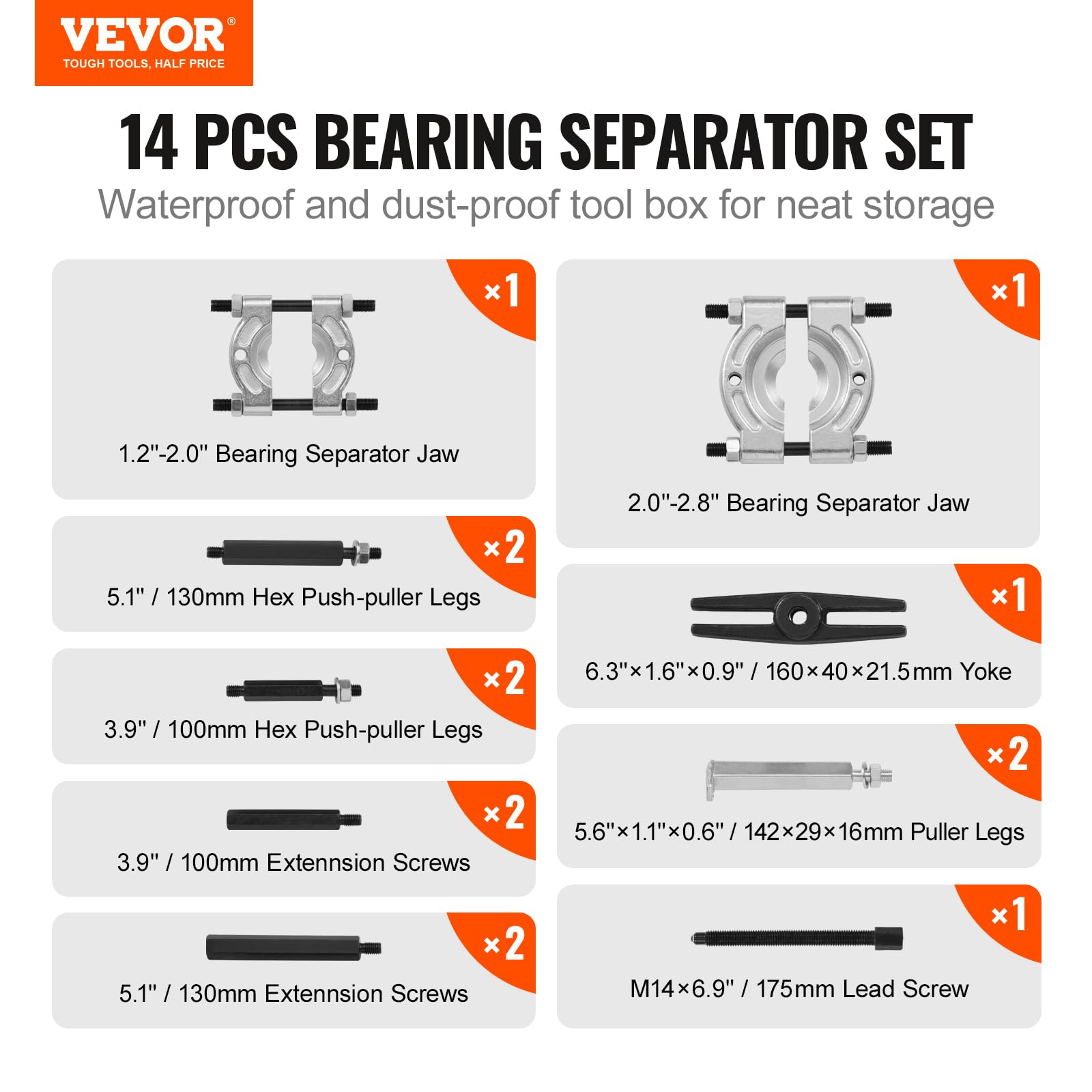 Foto 8 pulgar | Kit Extractor De Rodamientos Vevor De 5 Toneladas Con Separador, 14 Piezas Con Estuche - Venta Internacional.