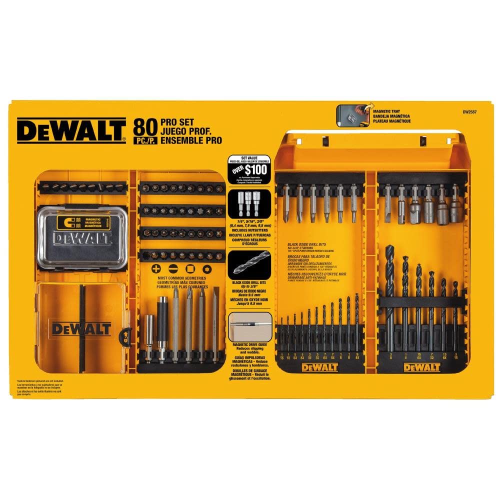 Foto 3 pulgar | Set De Taladrado Y Taladrado Dewalt Dw2587 Professional De 80 Piezas - Venta Internacional.