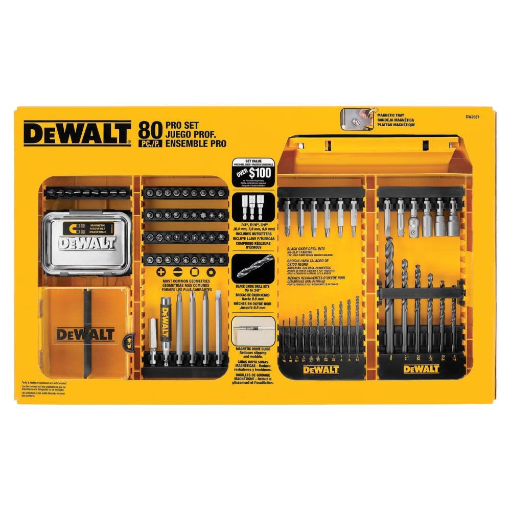 Foto 4 pulgar | Set De Taladrado Y Taladrado Dewalt Dw2587 Professional De 80 Piezas - Venta Internacional.