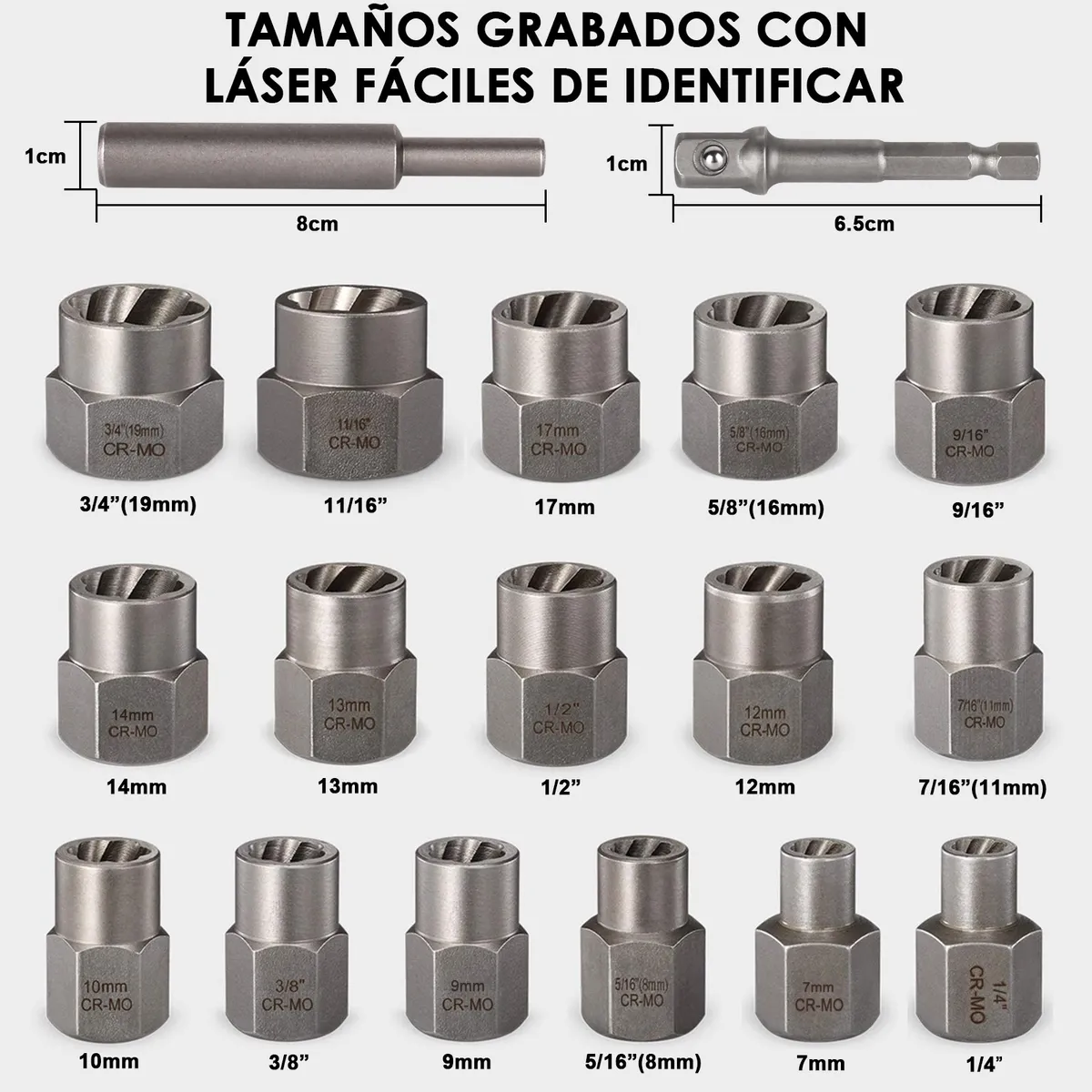 Foto 4 pulgar | Juego Extractor De Tornillos Y Tuercas 18 Piezas Lab.g Negro