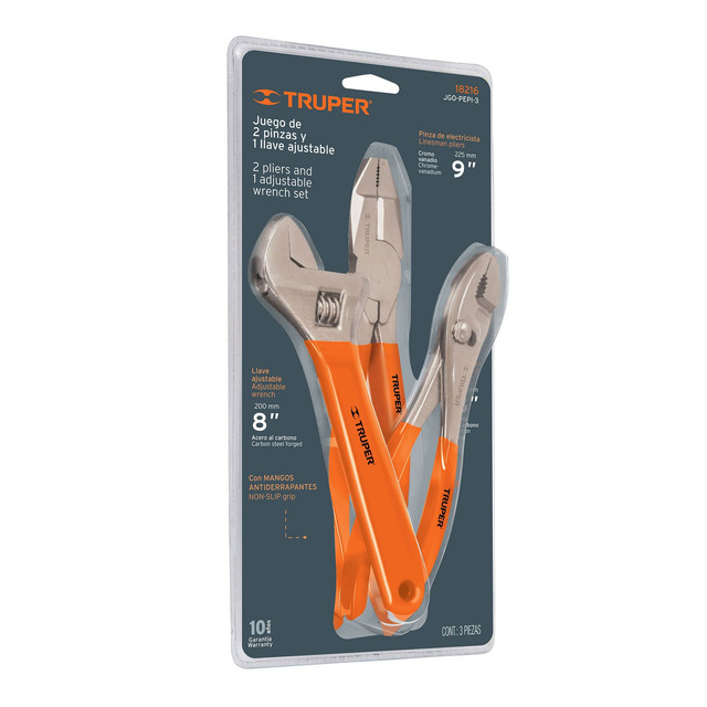 Foto 2 pulgar | Juego de 3 Mini Pinzas Comfort Grip Truper JGO-PM-3 color Naranja