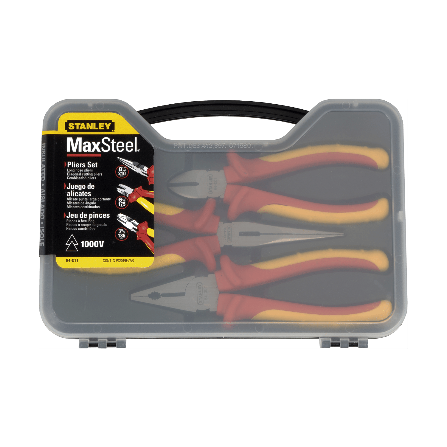 Pinzas Stanley 84011 color Rojo Maxsteel para Alto Voltaje Set 3 Piezas