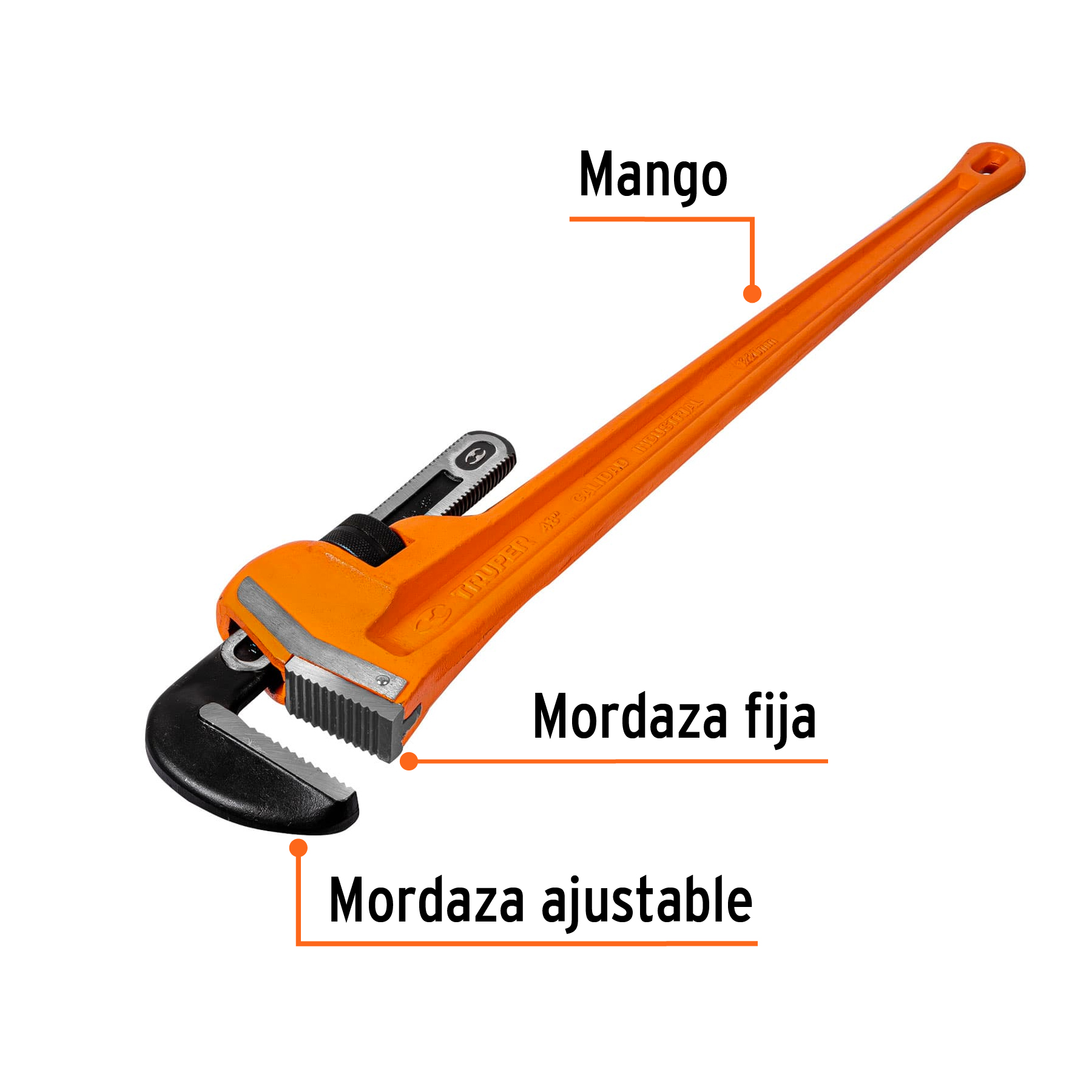 Foto 2 | Llave Stilson 48" Cuerpo Robusto de Hierro Dúctil Truper Sti-48 color Naranja