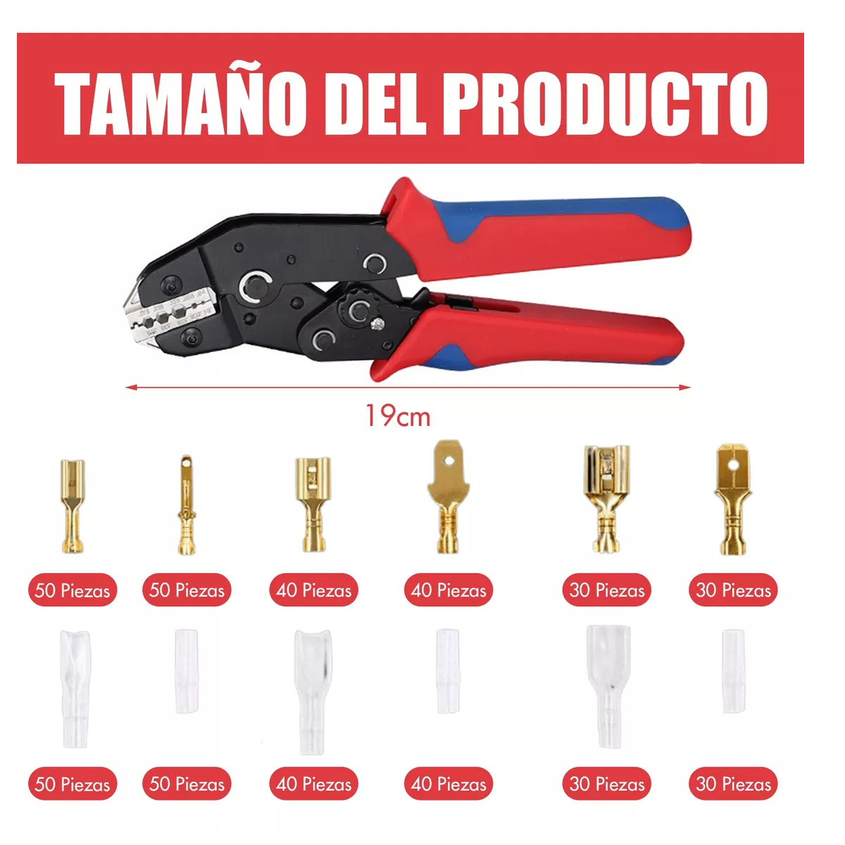 Foto 2 | Kit Pinzas Crimpadoras Cable con 450 Terminales Aislados Eo Safe Imports Esi-11821 Rojo