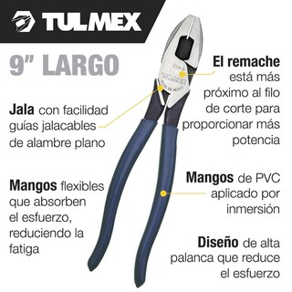 Foto 4 | Pinzas De Electricista Alto Poder 214-9 Tulmex