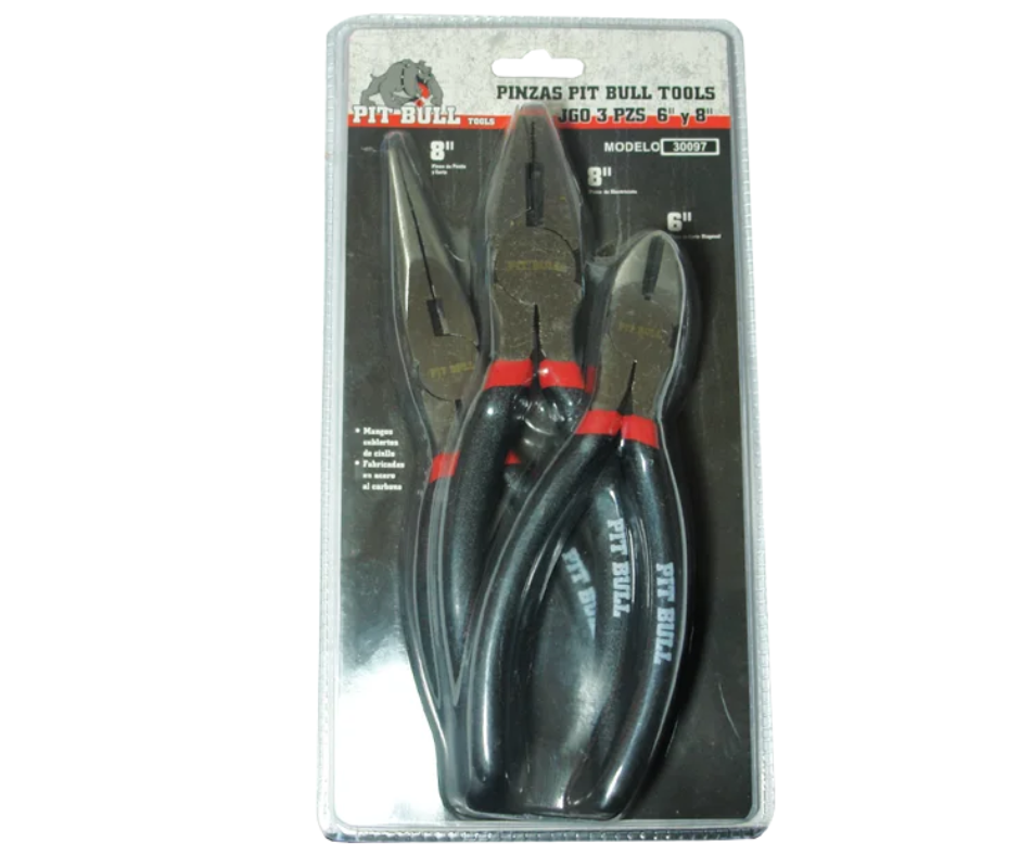 Foto 3 pulgar | Kit Pinzas 3 Piezas 6'' Y 8'' Pit Bull Tools