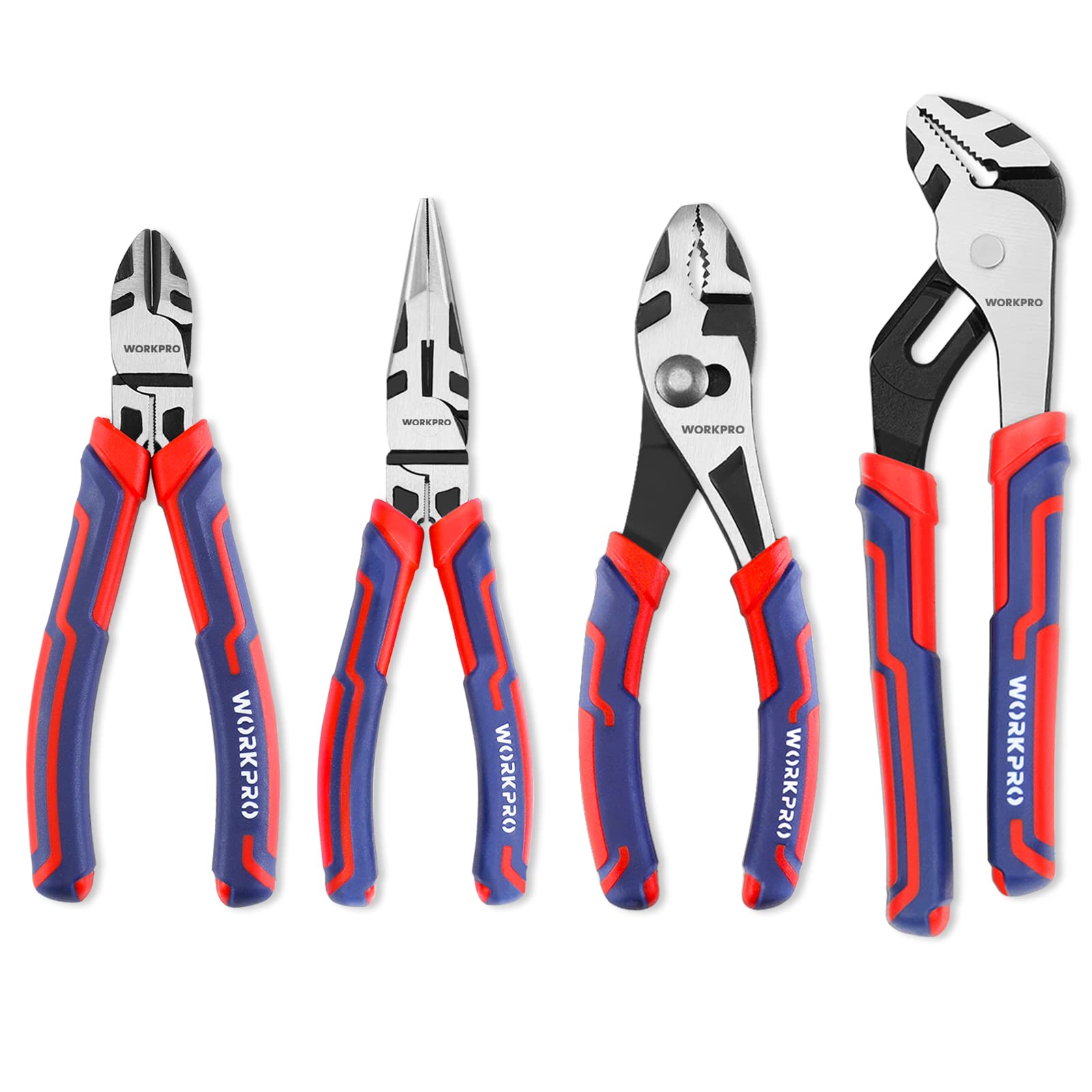 Juego De Alicates Workpro De Acero Cr-v De 4 Piezas Con Mangos De Tpr - Venta Internacional.