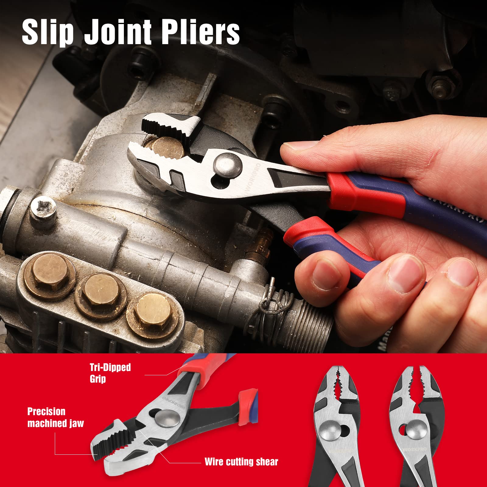 Foto 5 pulgar | Juego De Alicates Workpro De Acero Cr-v De 4 Piezas Con Mangos De Tpr - Venta Internacional.