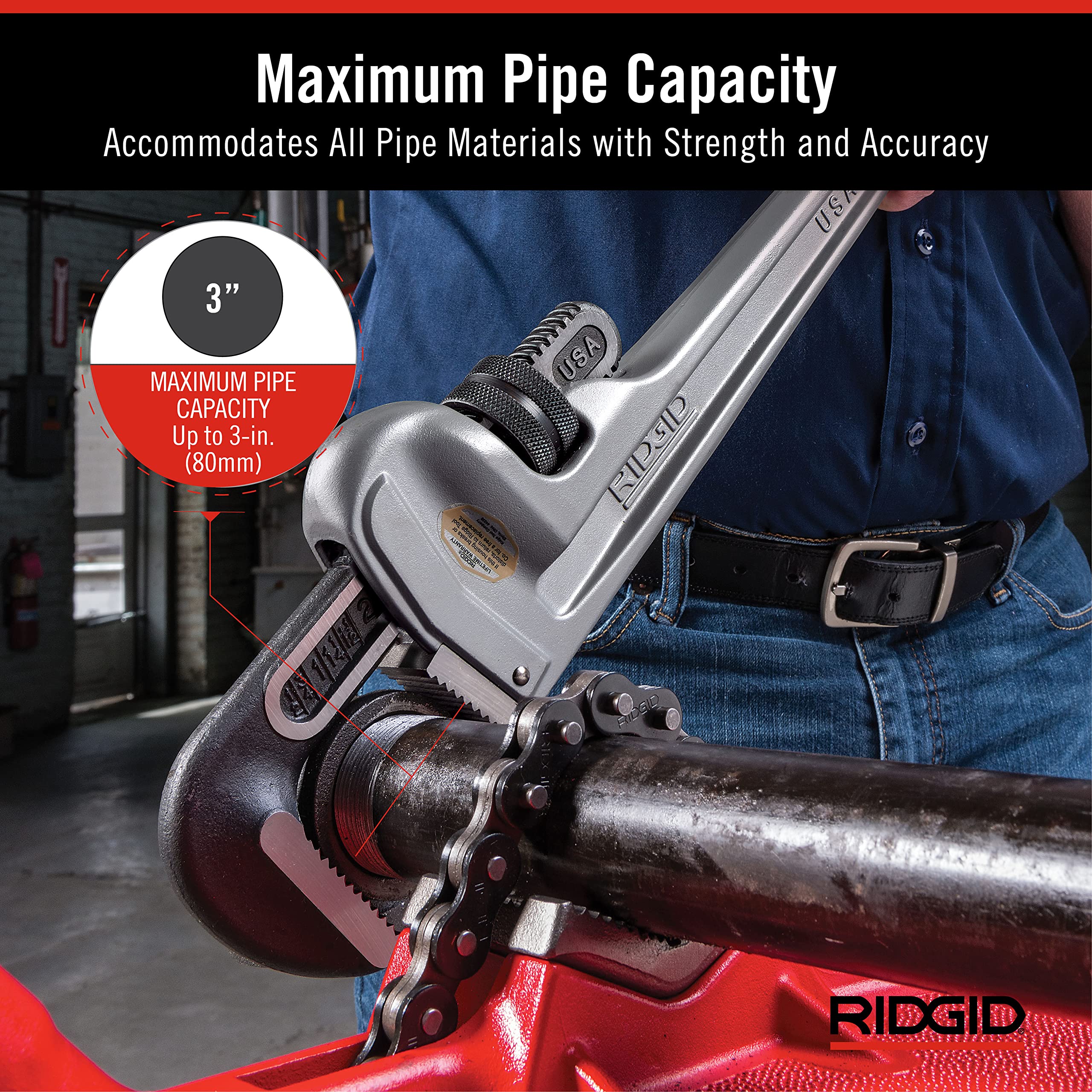 Foto 4 pulgar | Llave De Tubo Ridgid 31105 Modelo 824 De Aluminio, 60 Cm, Fontanería - Venta Internacional.