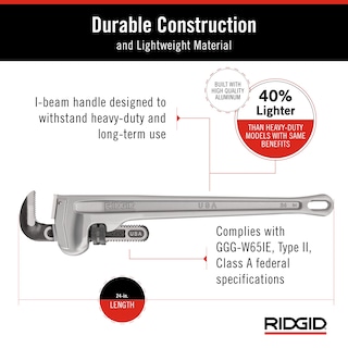 Foto 4 | Llave De Tubo Ridgid 31105 Modelo 824 De Aluminio, 60 Cm, Fontanería - Venta Internacional.