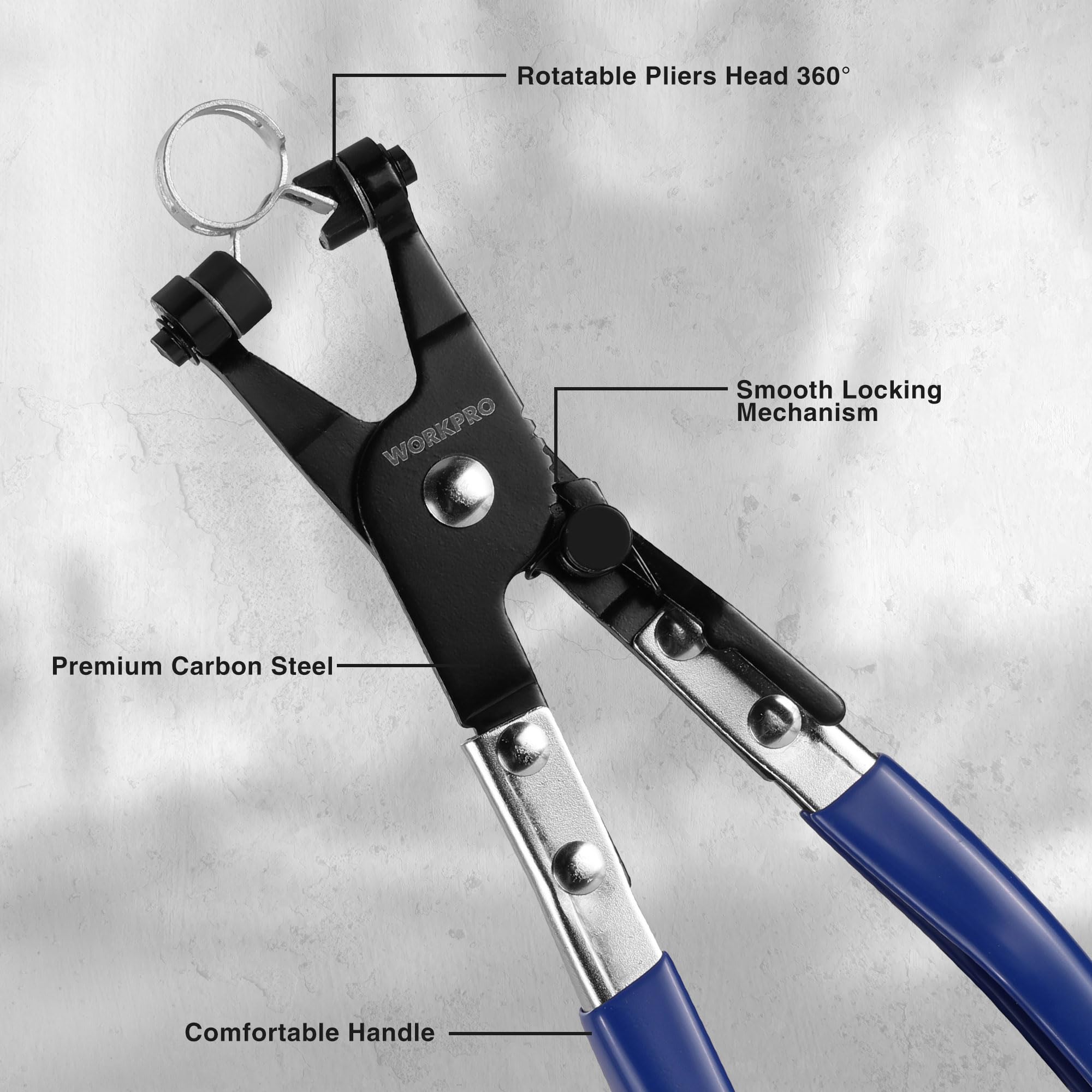 Foto 4 pulgar | Pinzas Para Mangueras Workpro Con Banda Plana Giratoria - Venta Internacional.