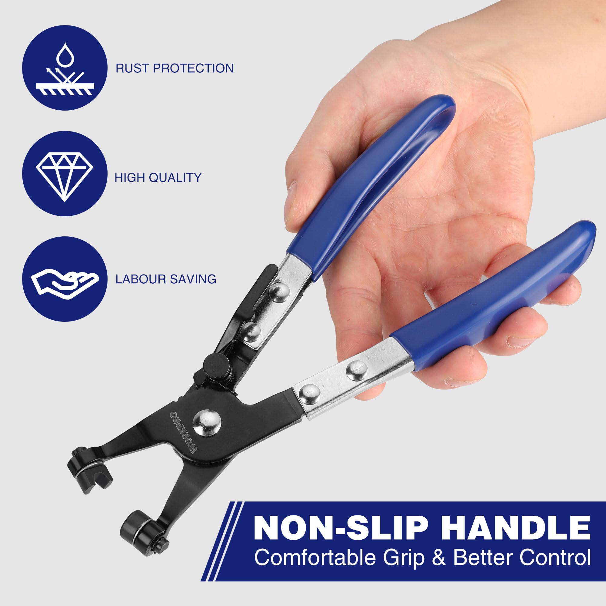 Foto 7 pulgar | Pinzas Para Mangueras Workpro Con Banda Plana Giratoria - Venta Internacional.