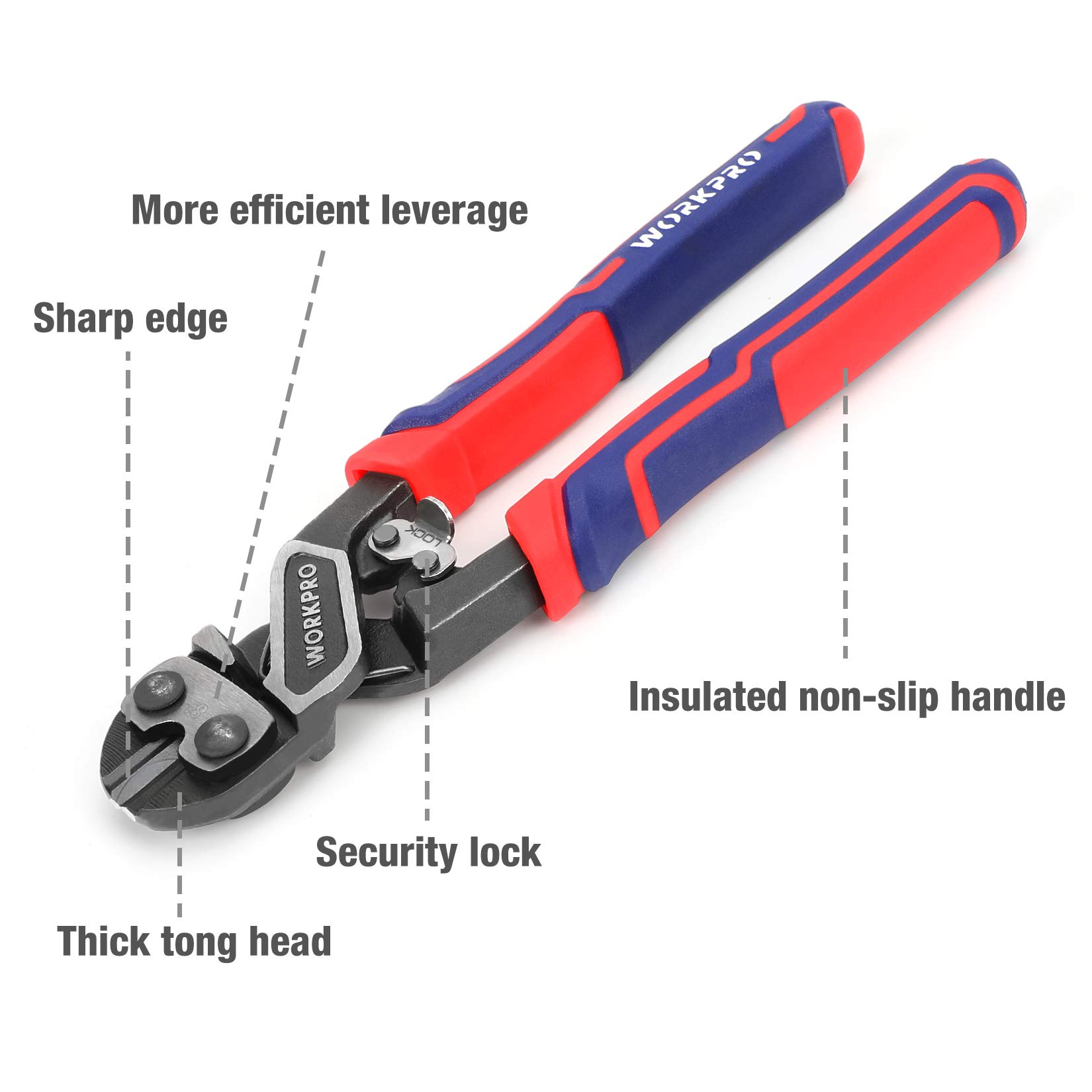 Foto 4 pulgar | Cortador De Pernos Workpro 8 Mini Heavy Duty Con Mango Ergonómico - Venta Internacional.